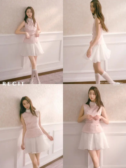 High-Neck Faux Two-Piece Dress【s0000014335】