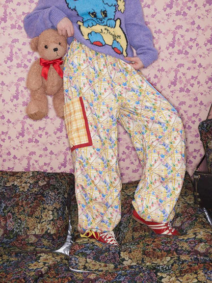 Yellow Floral Plaid Umbrella Pants【s0000015371】