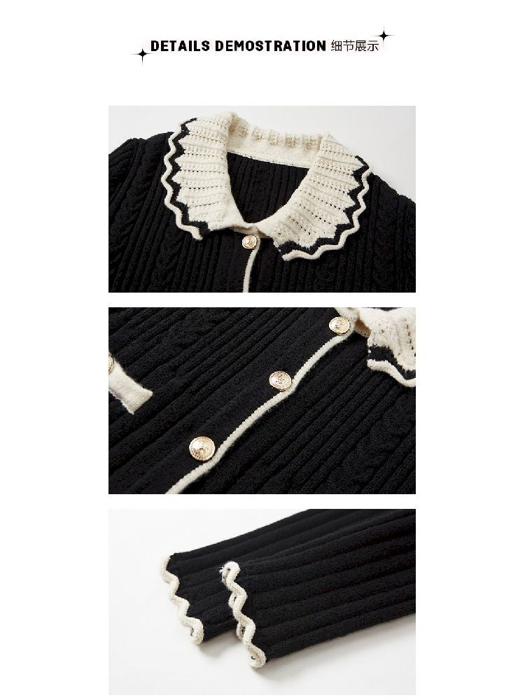 Knit Cardigan Wrap Hip Skirt Two Piece Chambray Set【s0000005286】