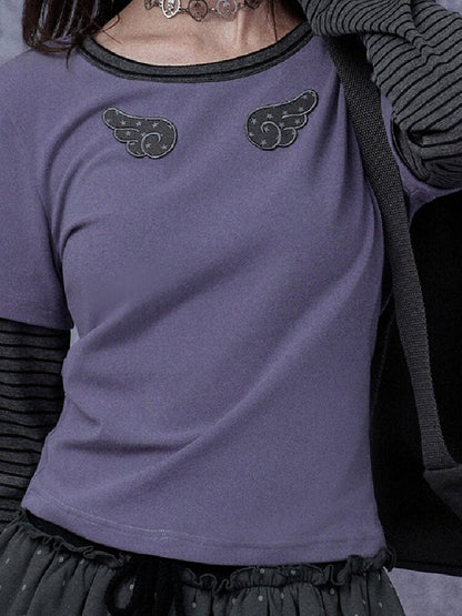 Fake Two Straight Shoulder T-shirt【s0000015763】