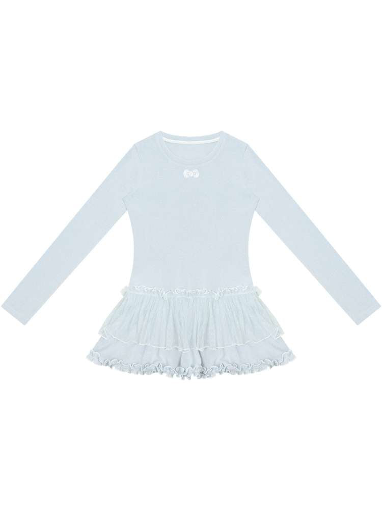 Lace Pleated Polka Dot Top【s0000015429】