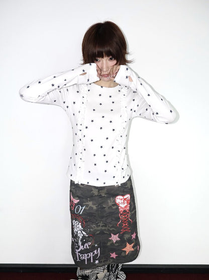 Star Cotton Overfinger Top【s0000018660】