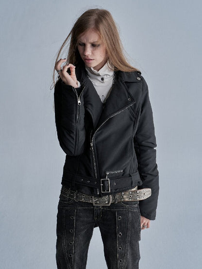 Punk Black Belted Cotton Jacket【s0000019090】