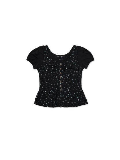 Hand Painted Floral Lace T-Shirt【s0000017920】