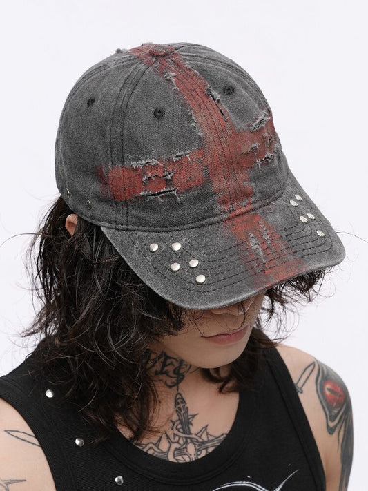 Distressed Hole Rivet Baseball Cap【s0000018989】