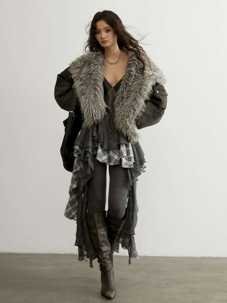 Aviator Hooded Fur Short Jacket【s0000015189】