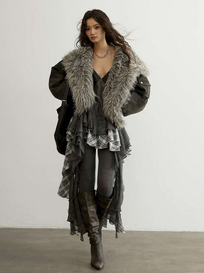 Aviator Hooded Fur Short Jacket【s0000015189】