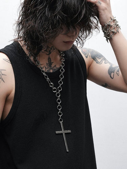 Silver Contract Heavy Cross Necklace【s0000018987】