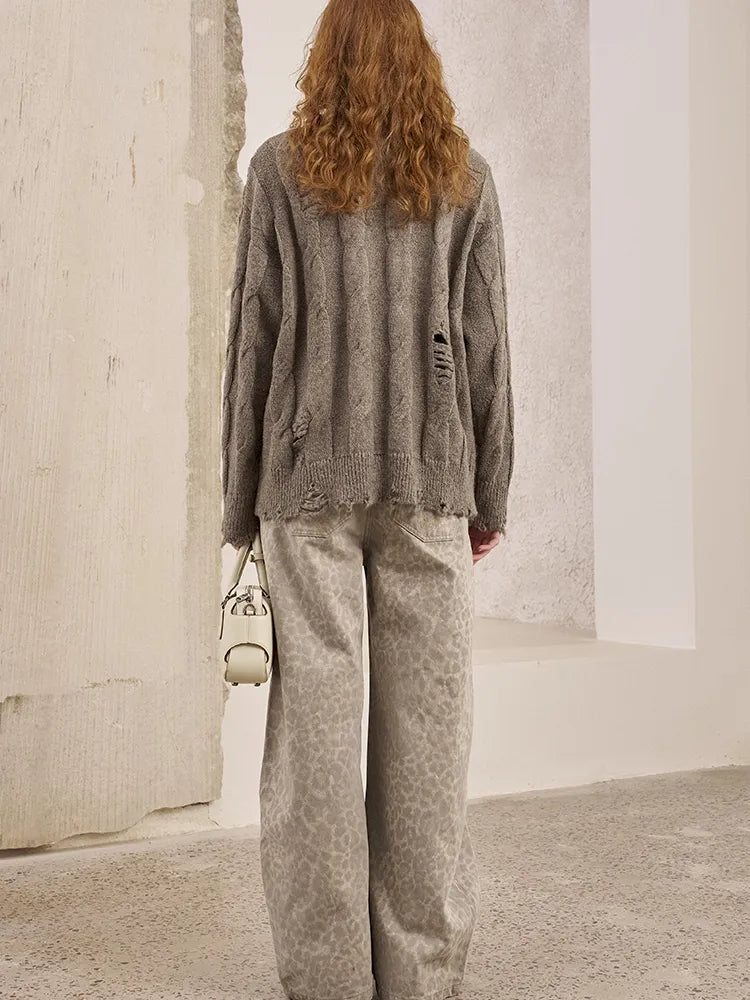 Long Sleeve Oversized Cable-Knit Pullover Sweater【s0000014051】