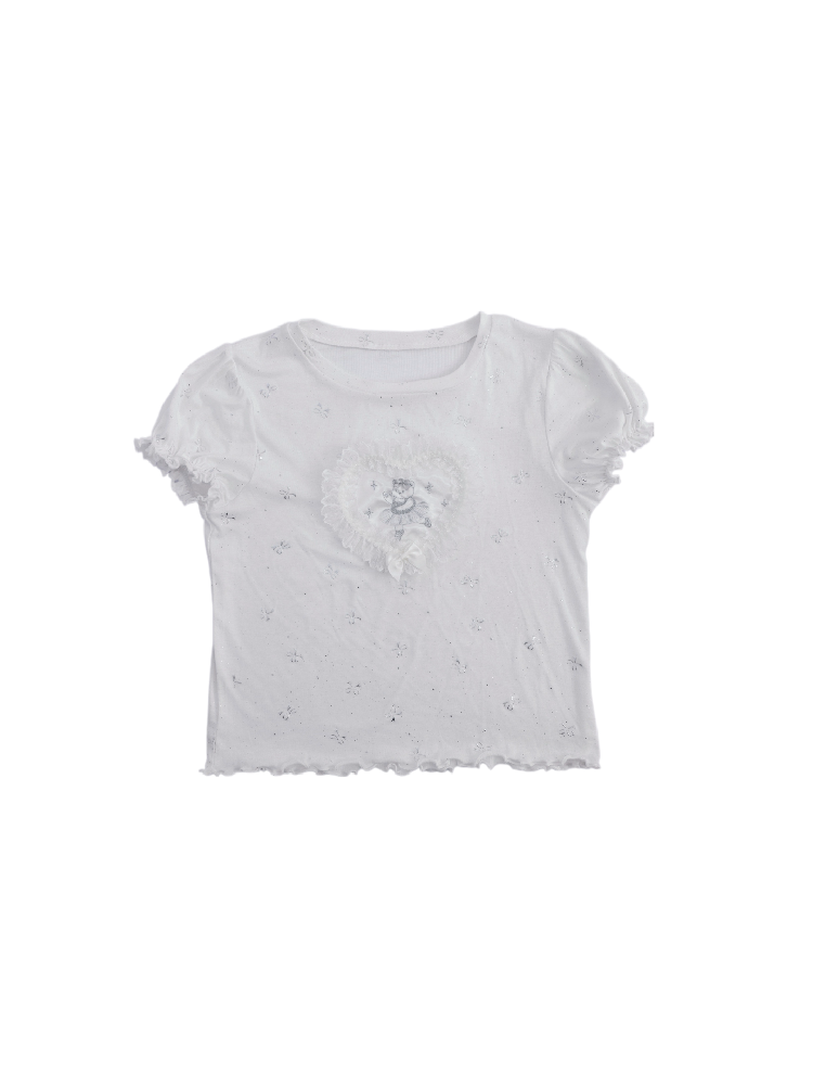 Silver Foil Trim Ballet Bear Shirt【s0000017484】