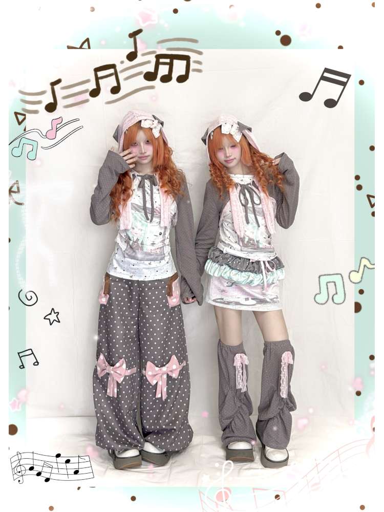 Rabbit Ear Hooded Polka Dot Top【s0000015203】