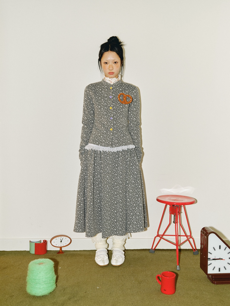 Starry Polka Dot Knit Cardigan Skirt Set【s0000018691】