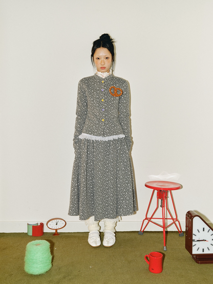 Starry Polka Dot Knit Cardigan Skirt Set【s0000018691】
