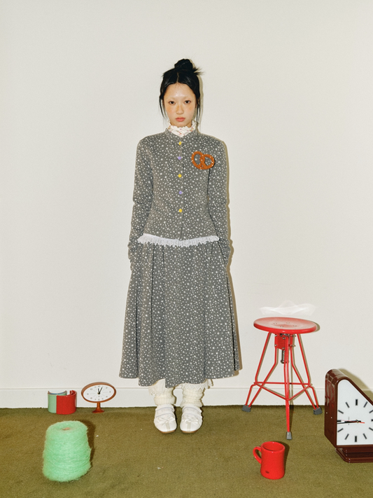 Starry Polka Dot Knit Cardigan Skirt Set【s0000018691】