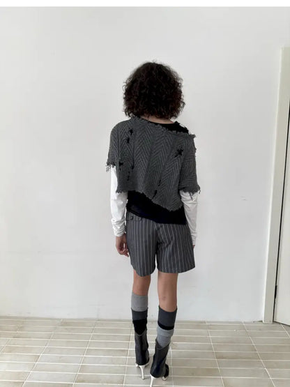 Loose-Fit Vertical-Stripe Suit Shorts【s0000014210】