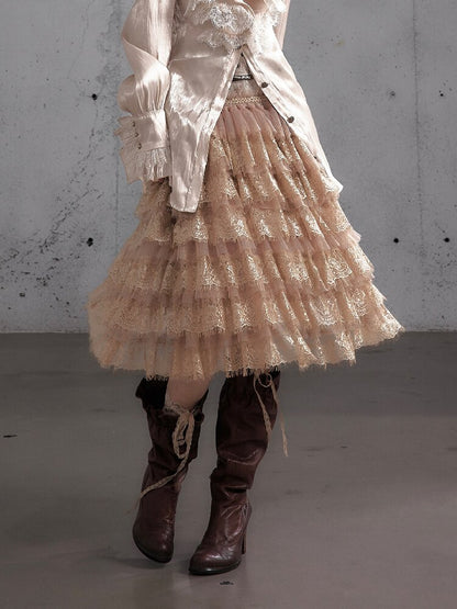Lace Patchwork Tulle Cake Skirt【s0000019163】