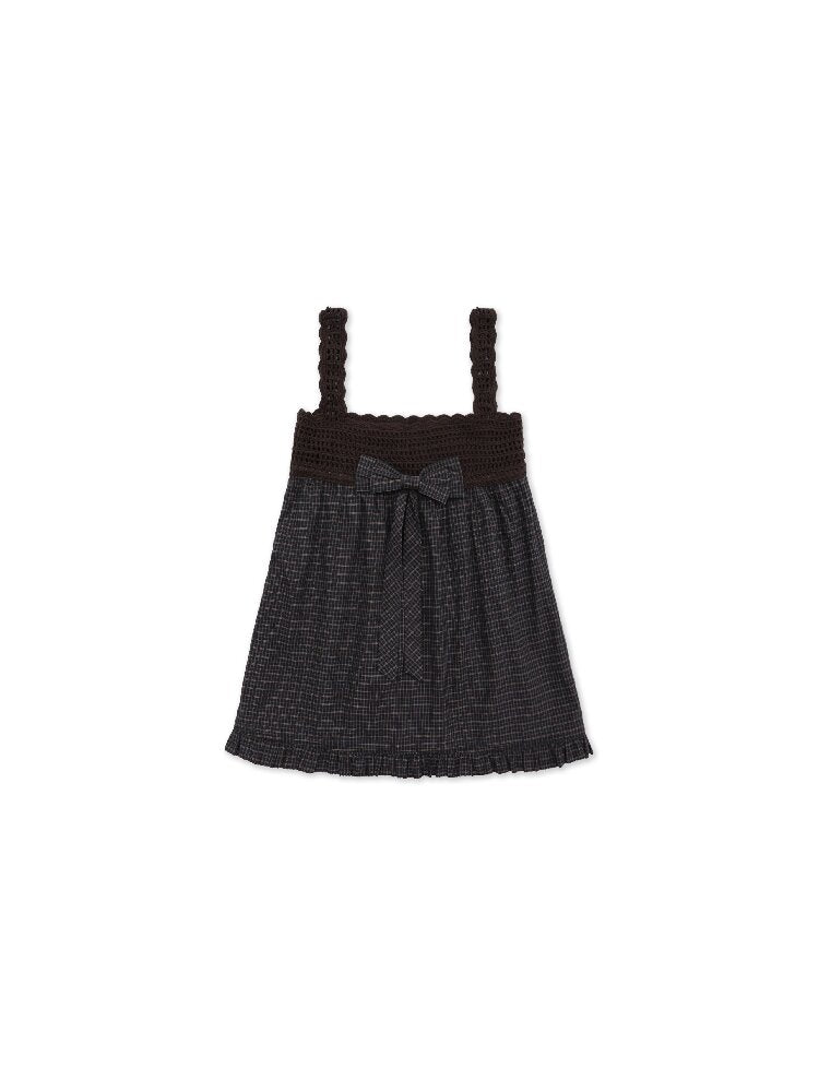 Wristhook Plaid Bow Slip Dress【s0000017937】