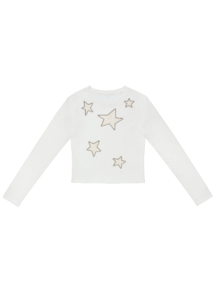 Star Hollow Mesh Embroidery Top【s0000019141】