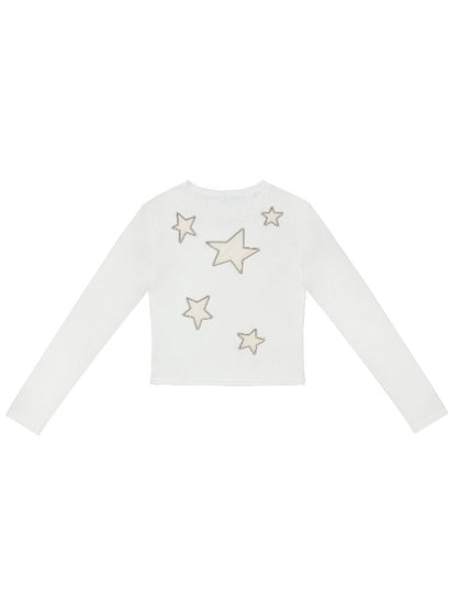 Star Hollow Mesh Embroidery Top【s0000019141】
