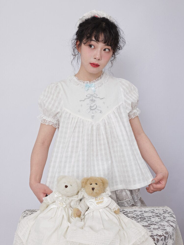 Vintage Plaid Embroidered Shirt【s0000017483】