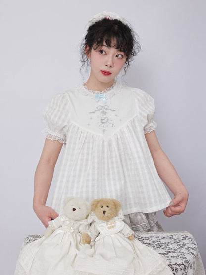 Vintage Plaid Embroidered Shirt【s0000017483】