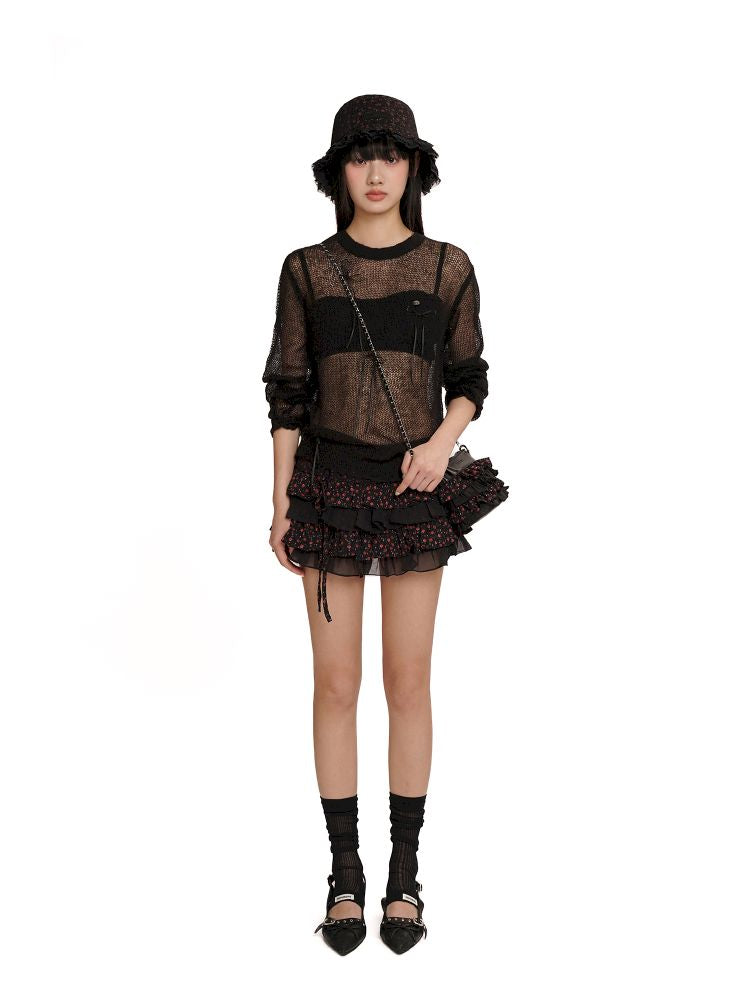 Anti-exposure pleated short skirt【s0000012557】