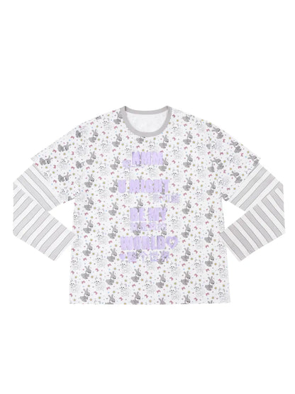 Print Two-Piece Style Long-Sleeve T-Shirt【s0000014093】