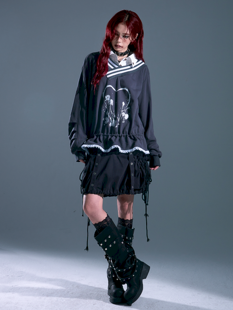 Drawstring Oversized Hoodie Top【s0000013912】