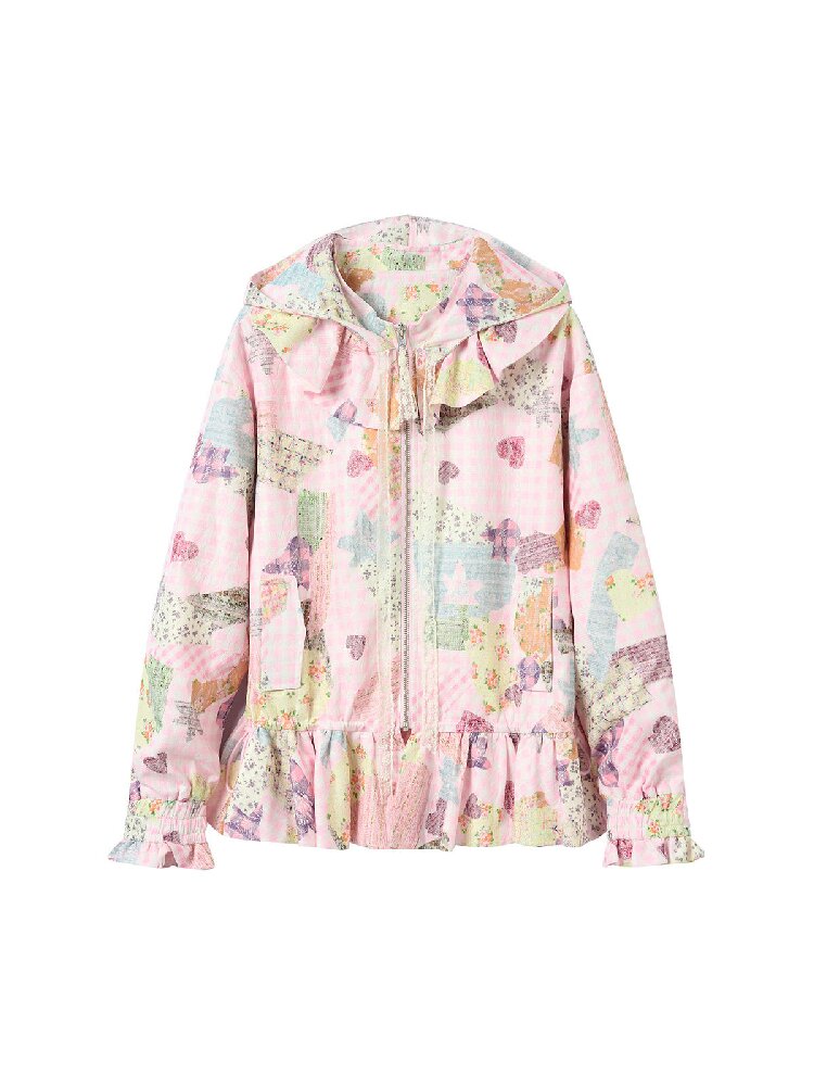 Pink Lace Print Collar Coat Suit【s0000016192】