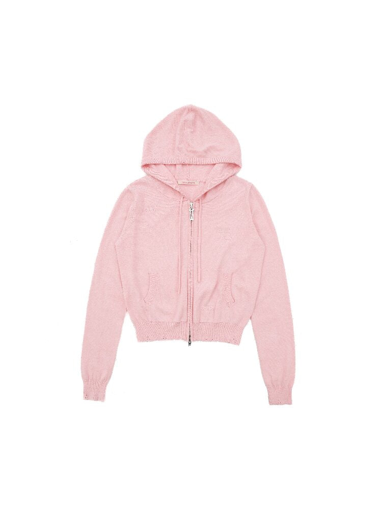 Hand Patched Solid Hooded Cardigan【s0000016118】