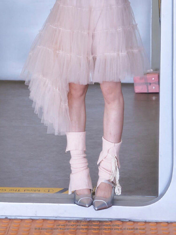 Mesh Peach Pink Puffy Hem Skirt【s0000016365】