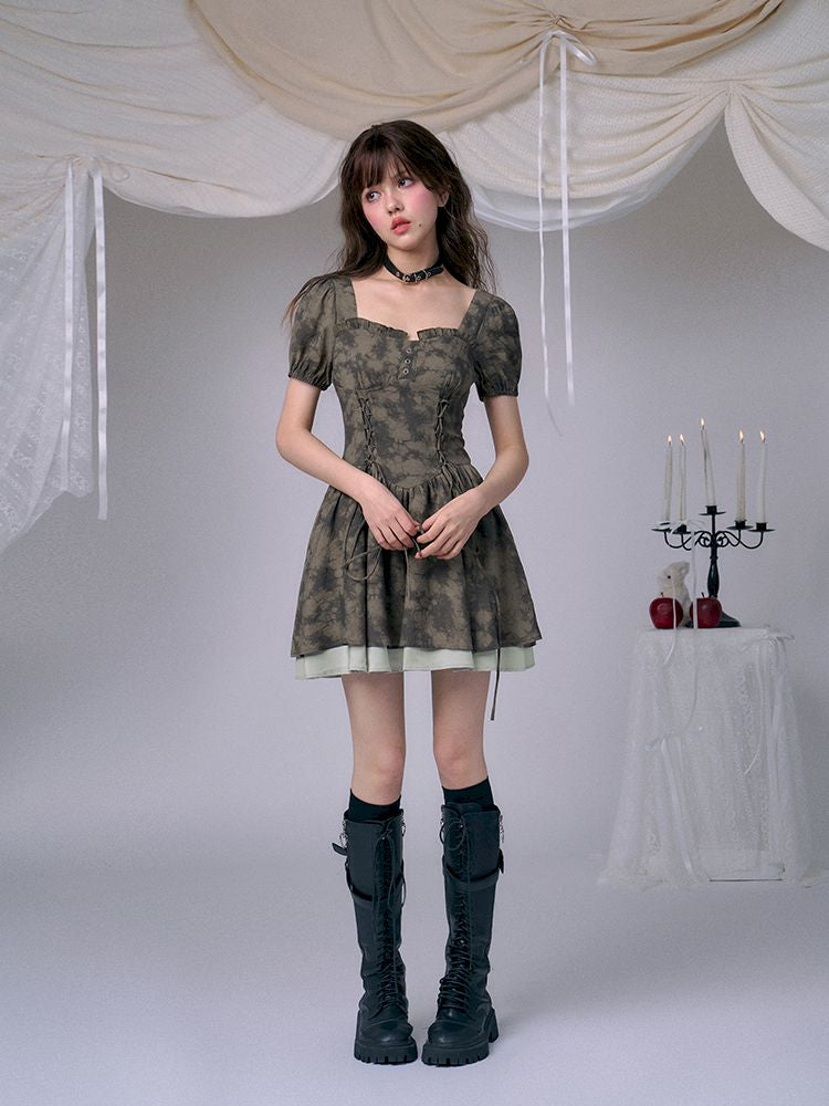 Romantic fairy sense tie-dye printing dress【s0000013371】