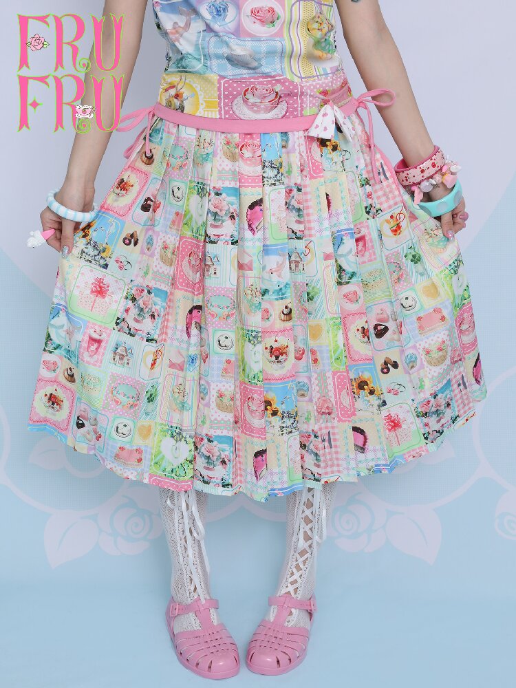 Summer Print Pleated Half Skirt【s0000017451】