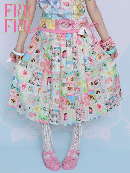 Summer Print Pleated Half Skirt【s0000017451】