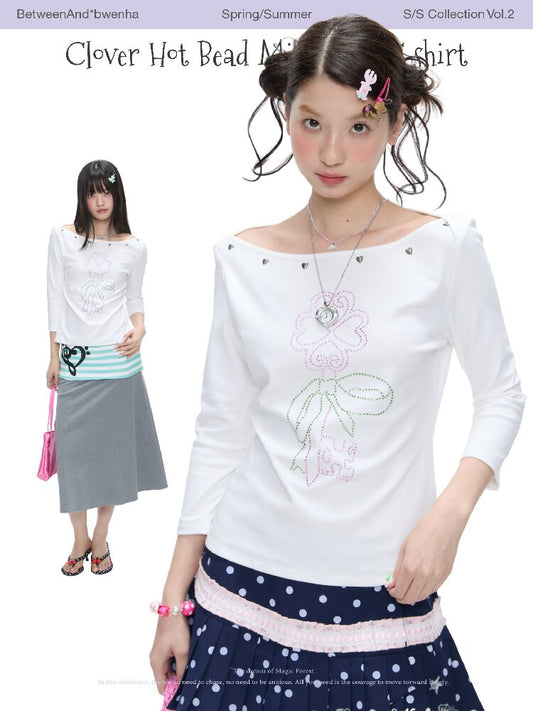 White Clover Hot Bead T-Shirt Top【s0000016408】