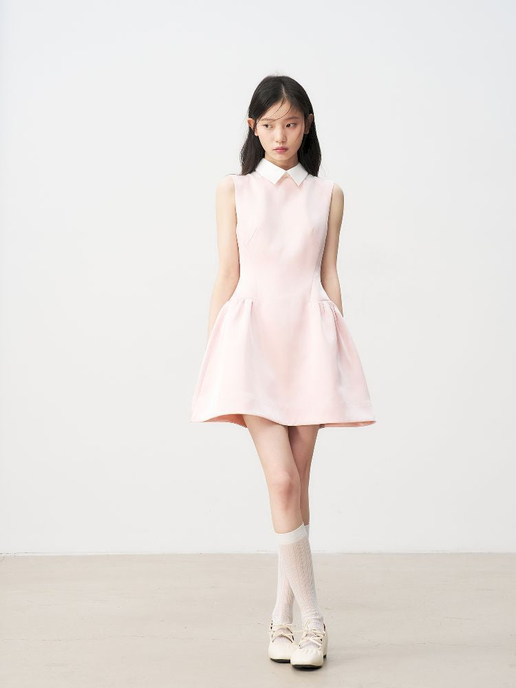 Pale Pink Glossy Satin Vest Dress【s0000011954】