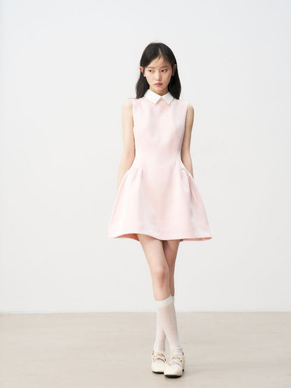 Pale Pink Glossy Satin Vest Dress【s0000011954】
