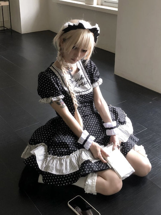 Puff Sleeve Star Polka Dot Dress【s0000016891】
