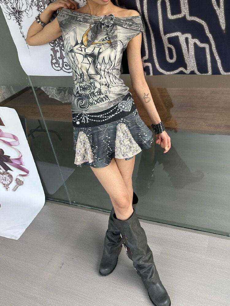 Imitation Denim Patchwork Skirt【s0000018066】