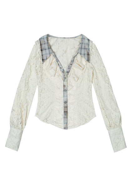 Ruffle Double Layer Collar Slim Shirt【s0000011814】