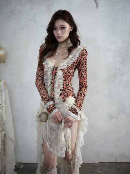 Baroque Leopard Mesh Lace Cardigan【s0000017993】