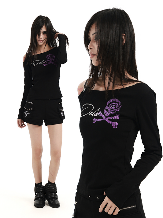 Glitter Pink Skull Zip Top【s0000018359】
