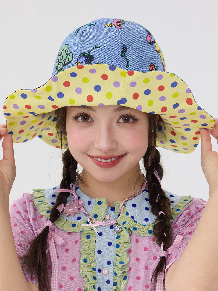 Bear Print Polka Dot Petal Hat【s0000016707】