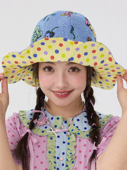 Bear Print Polka Dot Petal Hat【s0000016707】