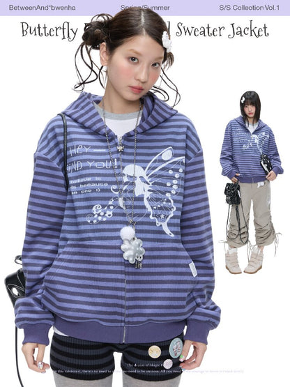 Vintage Striped Hooded Sweatshirt【s0000016380】