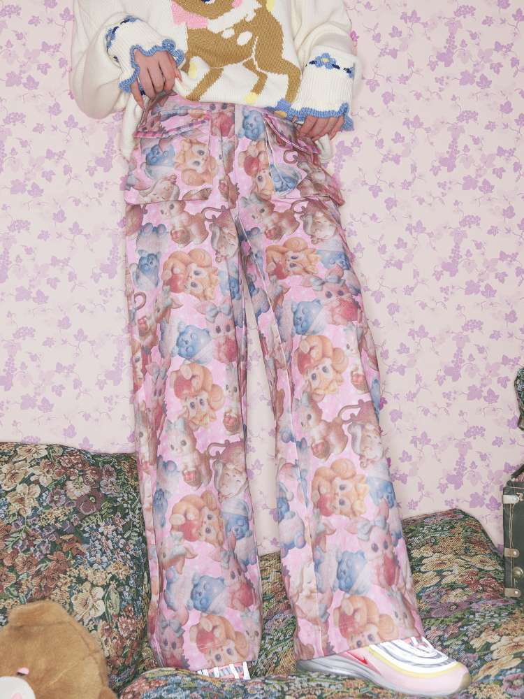 Pink Animal Print High Waist Pants【s0000015031】