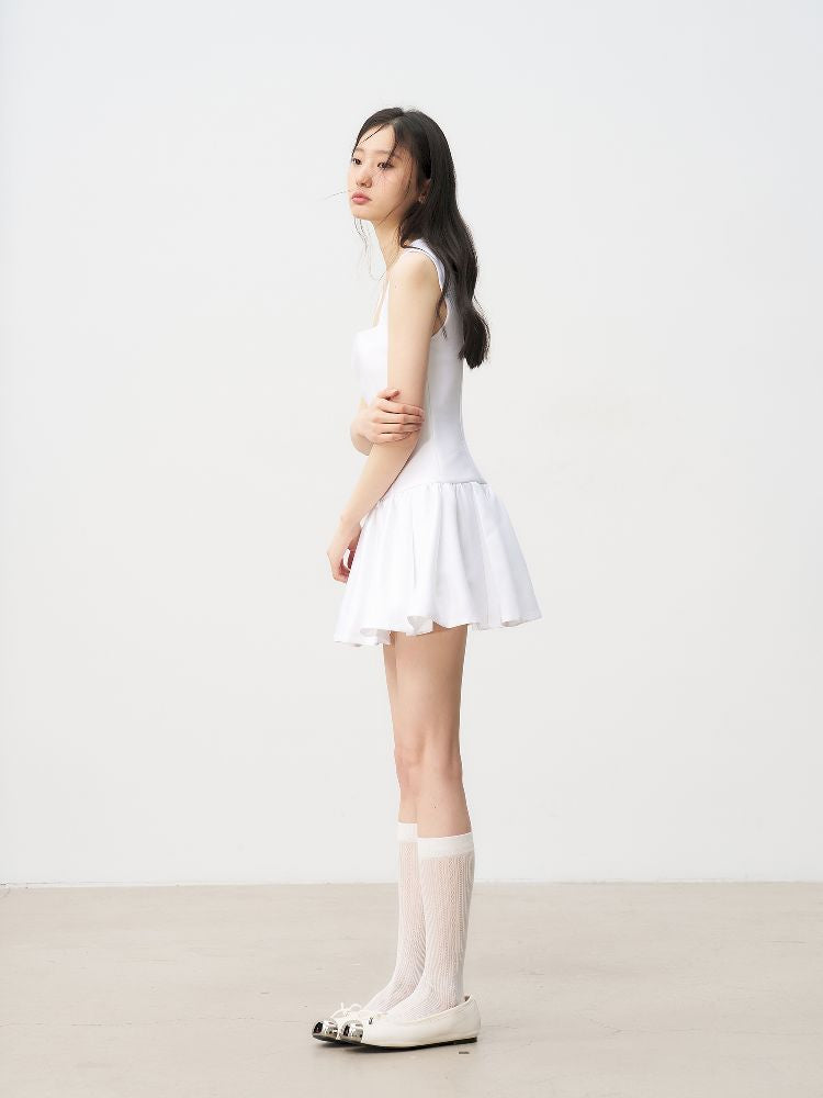 Bowknot Waisted A-line Puffy Short Dress【s0000011957】
