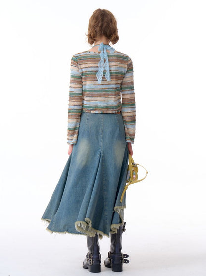 Stripe Long Sleeve Sunscreen Knitted Cardigan【s0000011683】