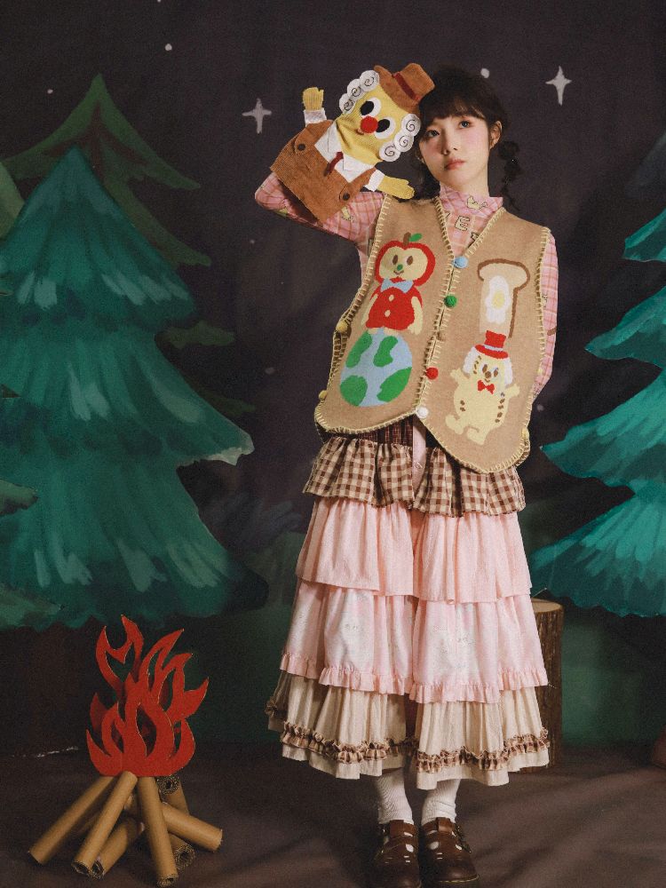 Apple Earth Toast Khaki Knit Vest【s0000005688】