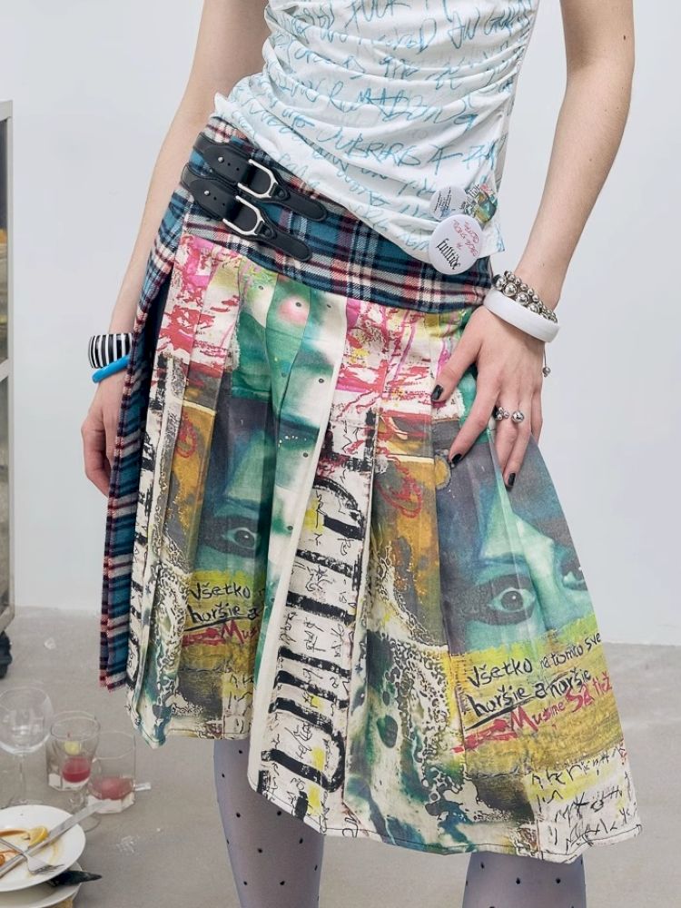 Plaid Half Pleated Skirt【s0000012413】